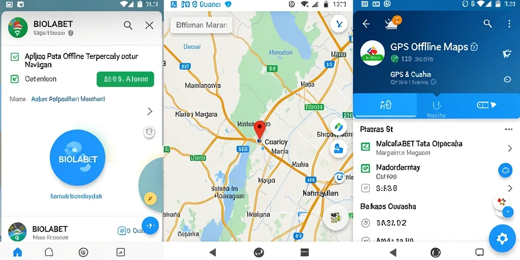 Tampilan antarmuka utama aplikasi BIOLABET untuk navigasi GPS offline.