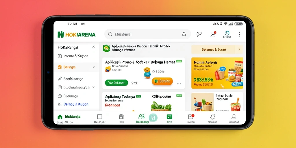 Tampilan antarmuka utama HOKIARENA yang menampilkan berbagai kupon dan promo.