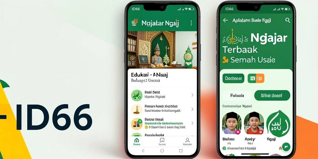 Tampilan aplikasi Belajar Ngaji ID66 yang menarik dan interaktif.