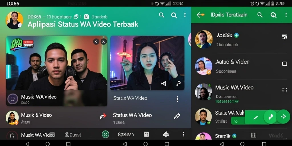 Tampilan antarmuka aplikasi IDX66 untuk berbagi Status WA Video.