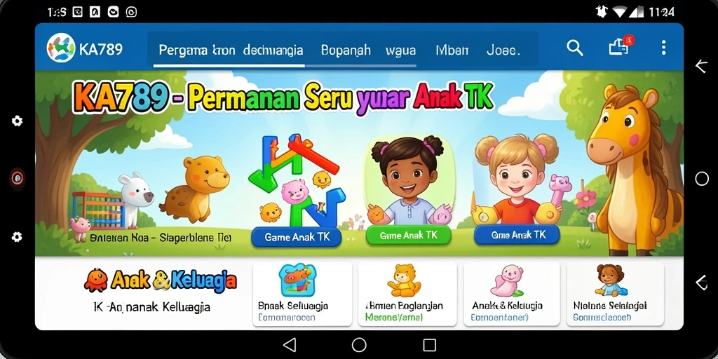 Antarmuka ceria dan interaktif dari KA789 untuk anak-anak.