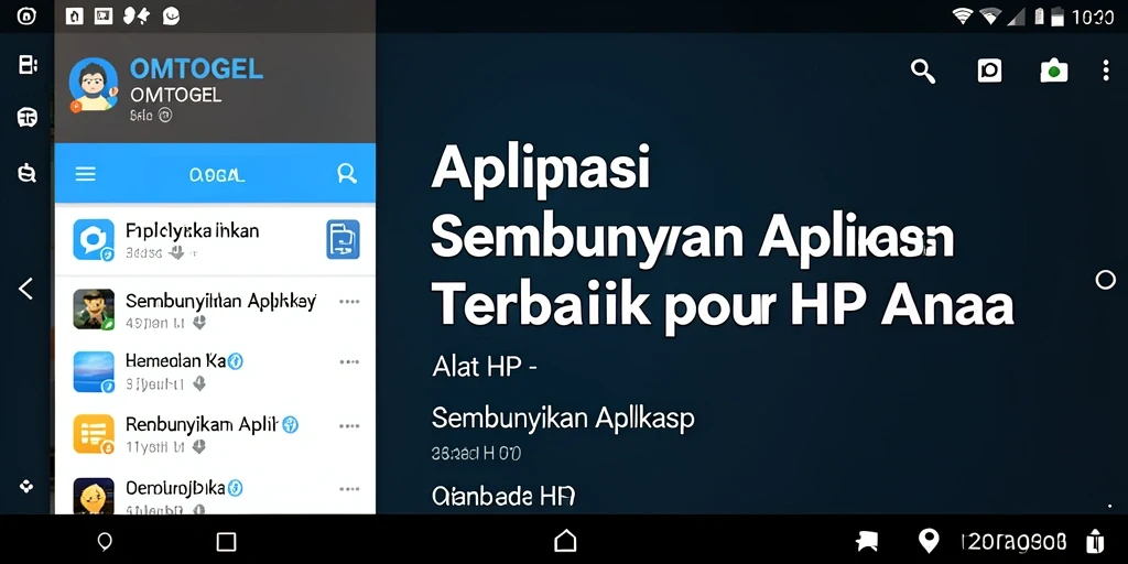Antarmuka aplikasi OMTOGEL yang menunjukkan fungsi sembunyikan aplikasi dengan mudah.