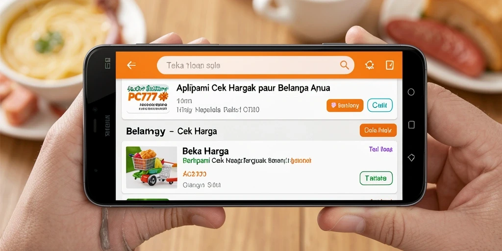 Tampilan antarmuka aplikasi PC777 saat melakukan Cek Harga produk.