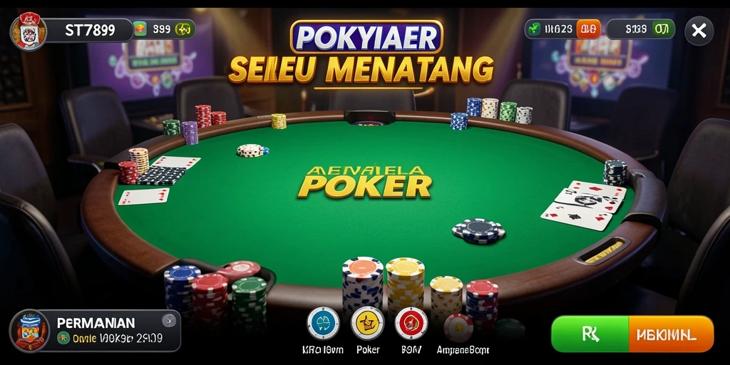 Antarmuka permainan Poker ST789 dengan fitur menarik dan fungsi interaksi.