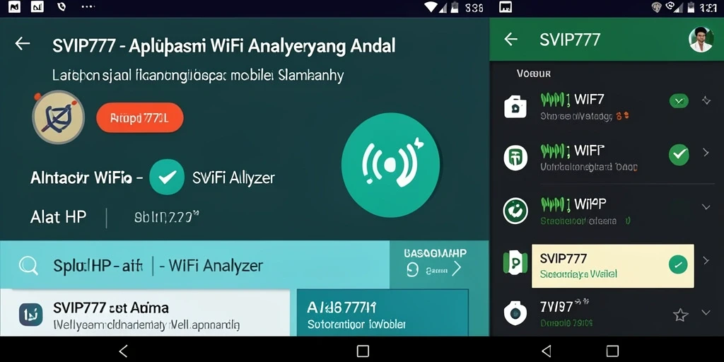 Antarmuka aplikasi SVIP777 yang menampilkan analisis jaringan WiFi.