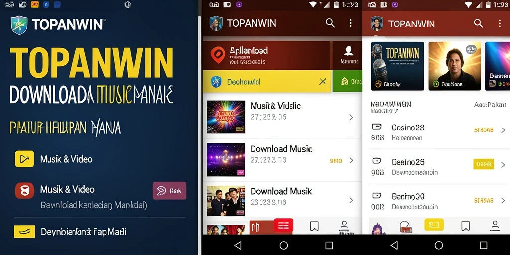Screenshot antarmuka aplikasi Download Musik TOPANWIN yang mudah digunakan.